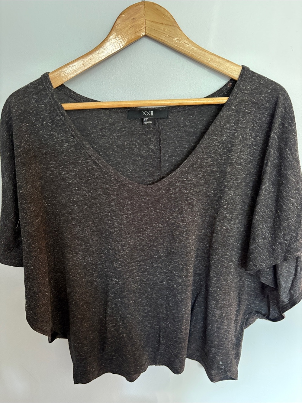 Forever 21 Dark Charcoal V‑Neck Cropped Top